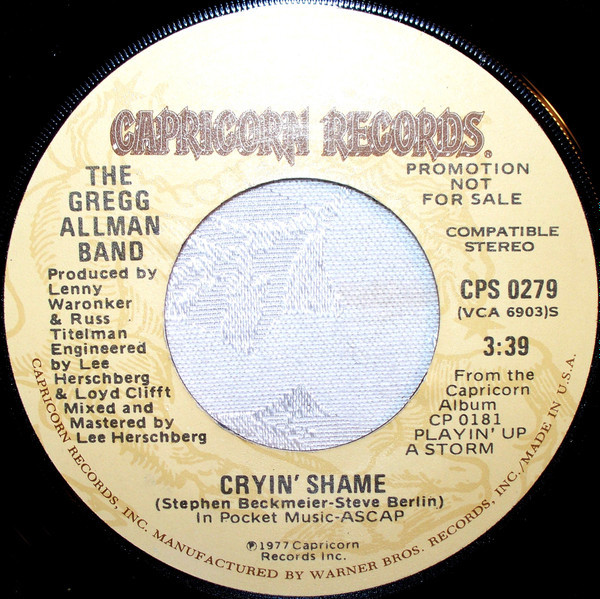 The Gregg Allman Band - Cryin' Shame (7", Promo)