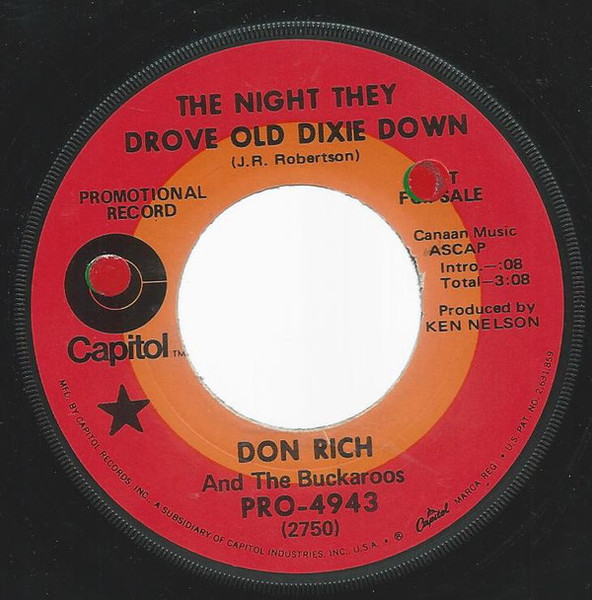 Don Rich And The Buckaroos - The Night They Drove Old Dixie Down (7", Promo)