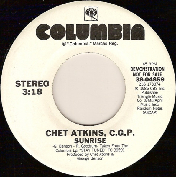 Chet Atkins, C.G.P.* - Sunrise (7", Single, Promo)