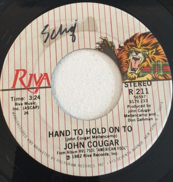 John Cougar* - Hand To Hold On To (7", Single, 26)