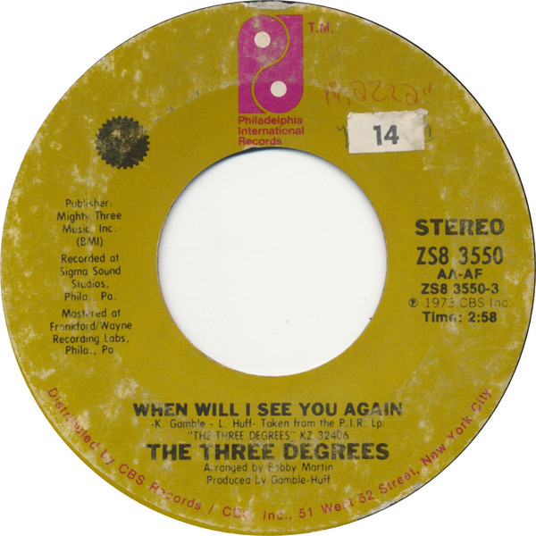 The Three Degrees - When Will I See You Again (7", Single, Styrene, Pit)