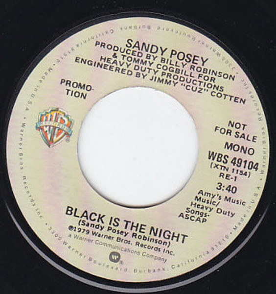 Sandy Posey - Black Is The Night / Black Is The Night (7", Single, Mono, Promo)