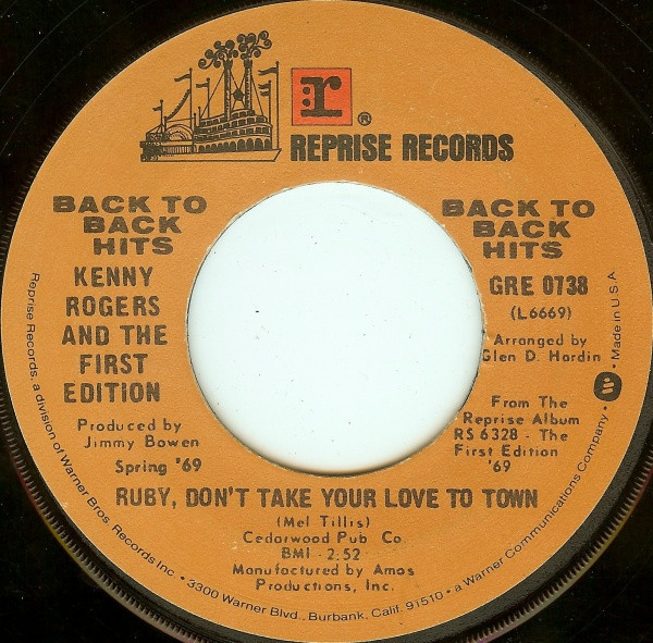 Kenny Rogers And The First Edition* - Ruby, Don't Take Your Love To Town / Reuben James (7", Jac)
