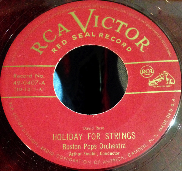 Boston Pops Orchestra, Arthur Fiedler - Holiday For Strings / Our Waltz (7", Mono, Red)