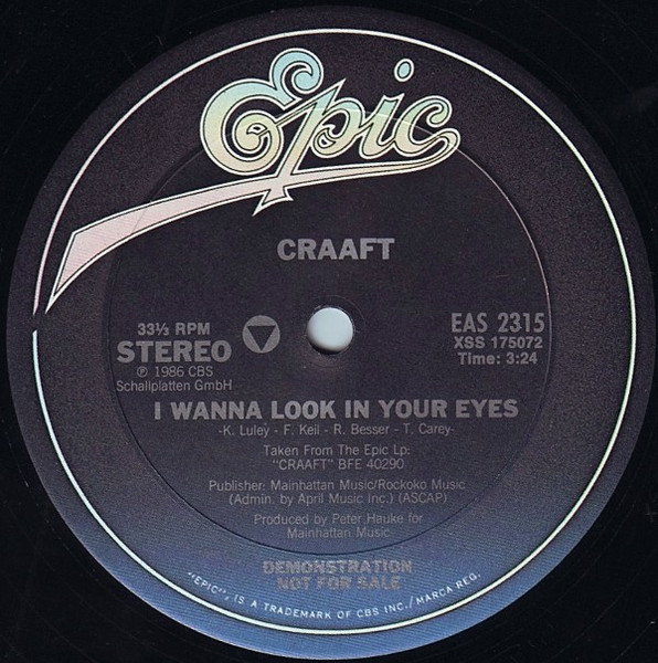 Craaft - I Wanna Look In Your Eyes (12", Single, Promo)