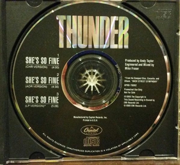 Thunder (3) - She's So Fine (CD, Single, Promo)