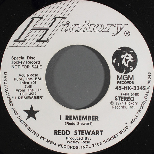 Redd Stewart - I Remember (7", Promo)