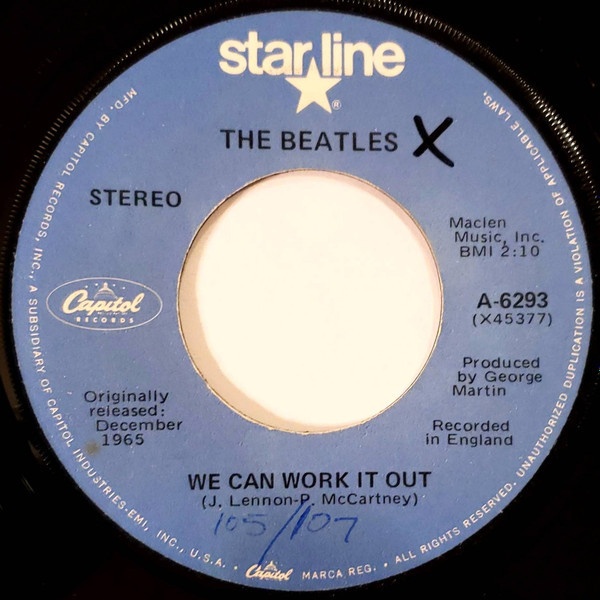 The Beatles - We Can Work It Out / Day Tripper (7", Mono, M/Print, RE)