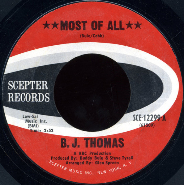 B.J. Thomas - Most Of All (7", Single)