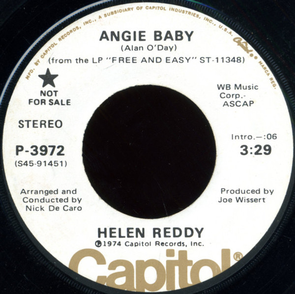 Helen Reddy - Angie Baby (7", Single, Promo)