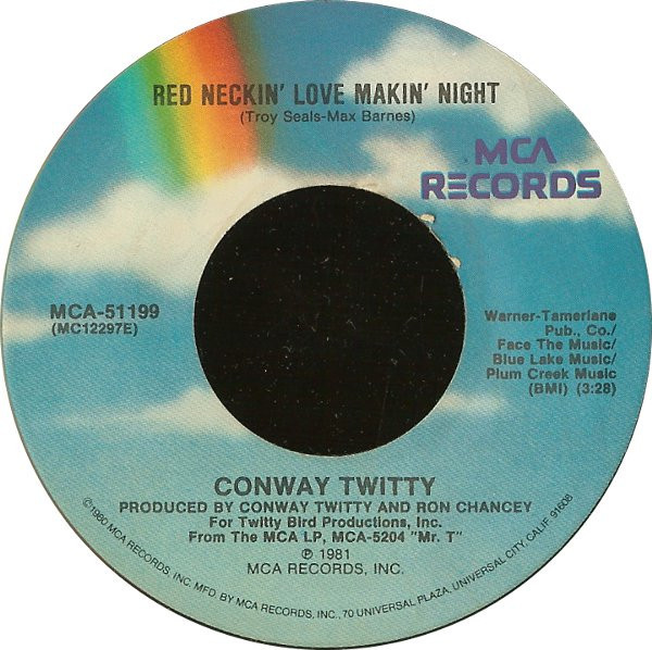 Conway Twitty - Red Neckin' Love Makin' Night (7", Pin)