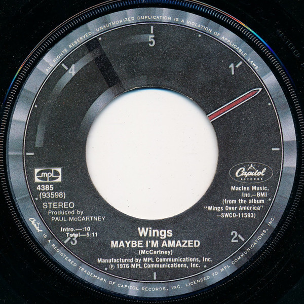 Wings (2) - Maybe I'm Amazed (7", Single, Win)
