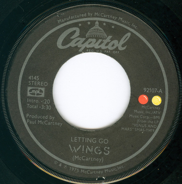 Wings (2) - Letting Go (7", Single, Win)