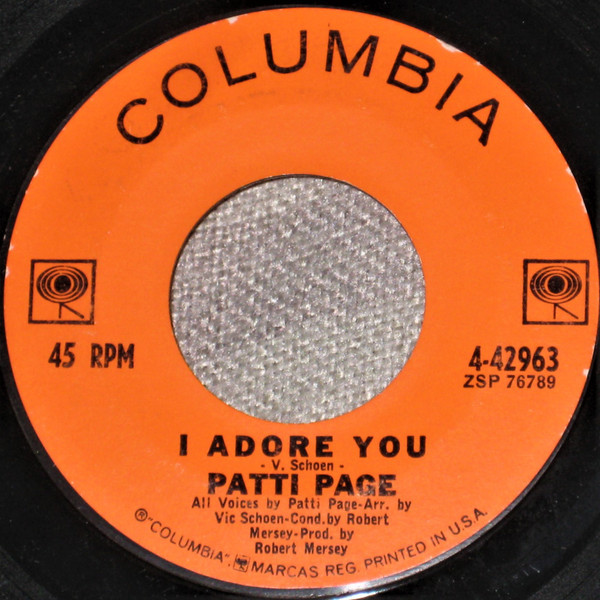 Patti Page - I Adore You / I Wonder, I Wonder, I Wonder (7")
