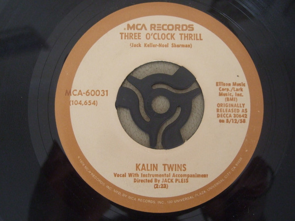 Kalin Twins - Three O'Clock Thrill / When (7", RP, Tan)