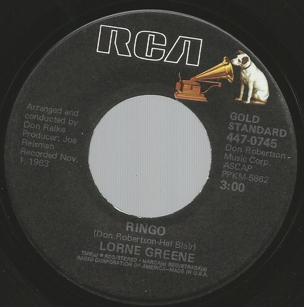 Lorne Greene - Ringo (7", Single, RE, Bla)