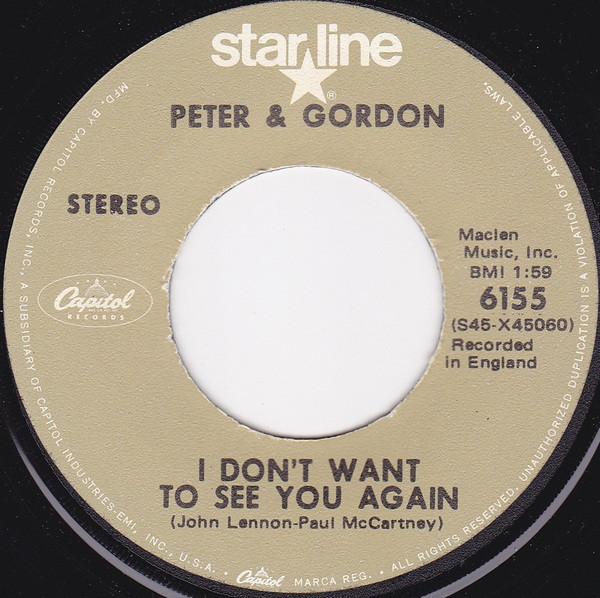 Peter & Gordon - I Don't Want To See You Again / Woman (7", Single, RE)
