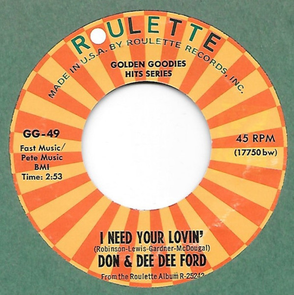 Don* & Dee Dee Ford / Buster Brown - I Need Your Lovin' / Fannie Mae (7", Single, RE)