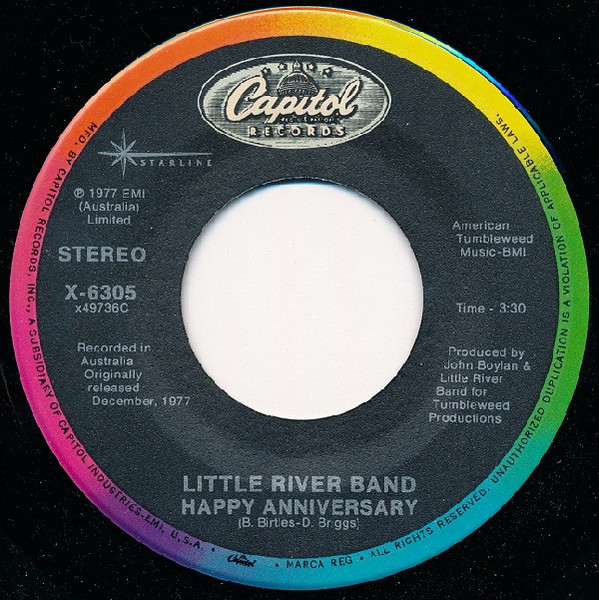 Little River Band - Happy Anniversary / Reminiscing (7", Single)