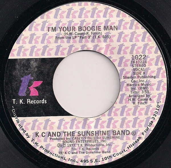 KC And The Sunshine Band* - I'm Your Boogie Man (7", Single, Styrene, PRC)