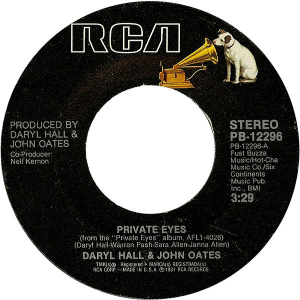 Daryl Hall & John Oates - Private Eyes (7", Styrene, Mon)