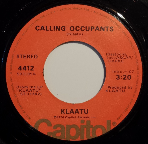 Klaatu - Calling Occupants (7", Single)