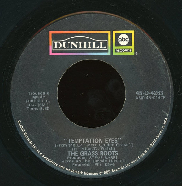 The Grass Roots - Temptation Eyes / Keepin Me Down (7", Single)
