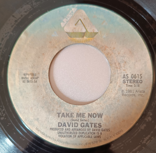 David Gates - Take Me Now (7")