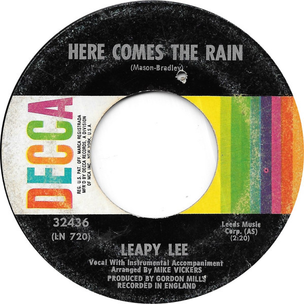 Leapy Lee - Here Comes The Rain (7")