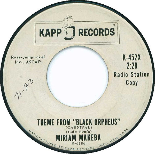 Miriam Makeba - Theme From  "Black Orpheus" (7", Promo)