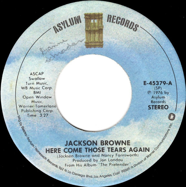 Jackson Browne - Here Come Those Tears Again (7", Single, Spe)