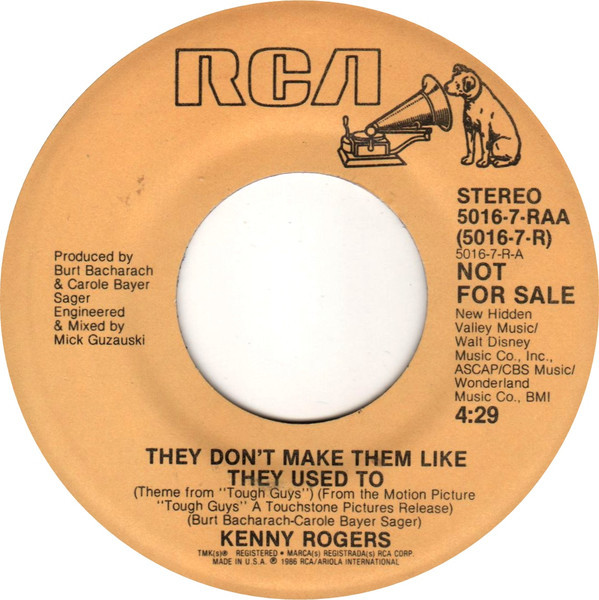 Kenny Rogers - They Don't Make Them Like They Used To (7", Single, Promo)