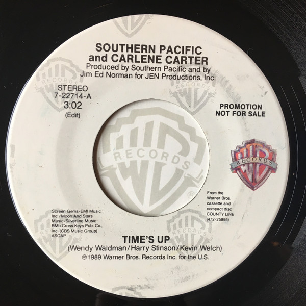 Southern Pacific And Carlene Carter - Time's Up (7", Promo, Spe)