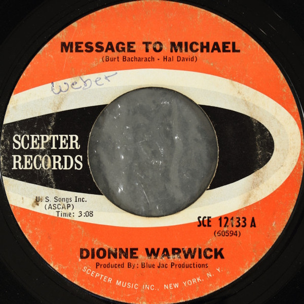 Dionne Warwick - Message To Michael (7", Single, Styrene, Pit)