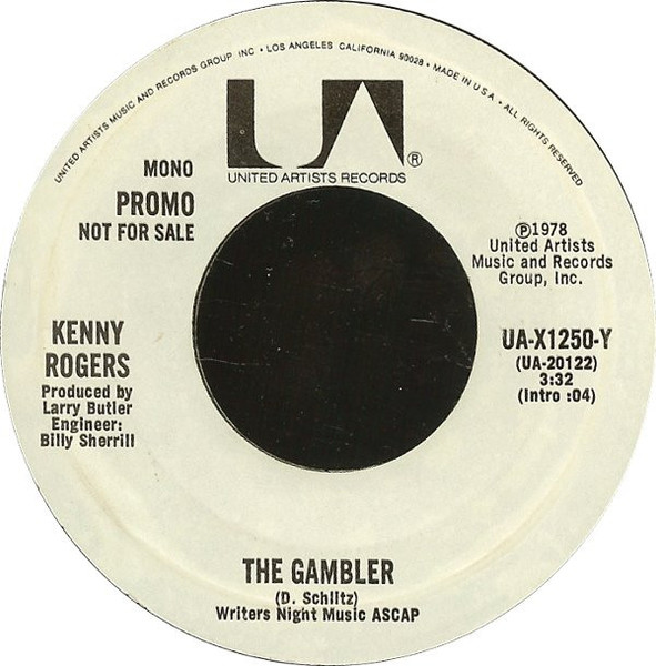 Kenny Rogers - The Gambler (7", Single, Mono, Promo)
