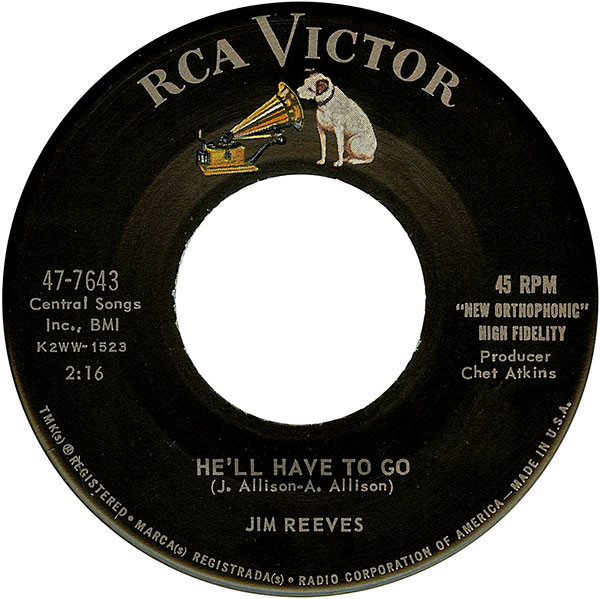 Jim Reeves - He'll Have To Go / In A Mansion Stands My Love (7", Single, Mono, Roc)