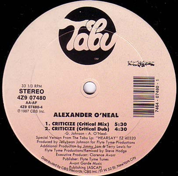 Alexander O'Neal - Criticize (12")