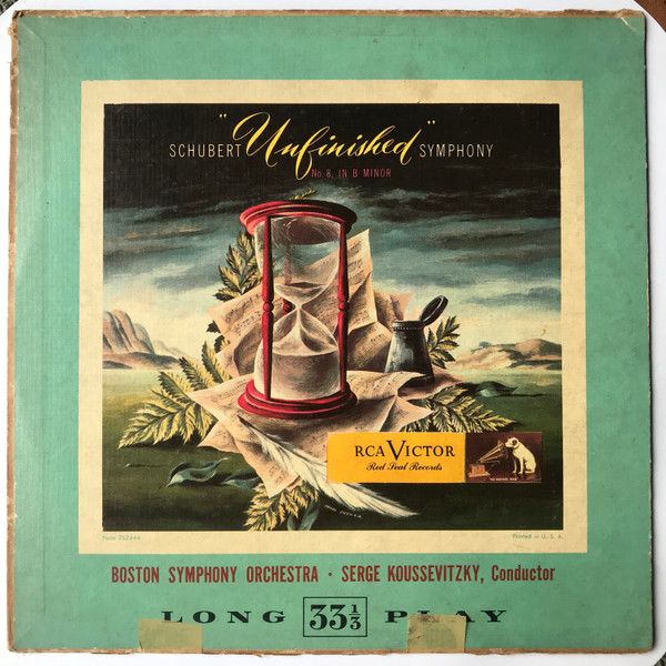 Schubert* - Boston Symphony Orchestra With Serge Koussevitzky - "Unfinished" Symphony No. 8 In B Minor (10", Album, Mono, RE)