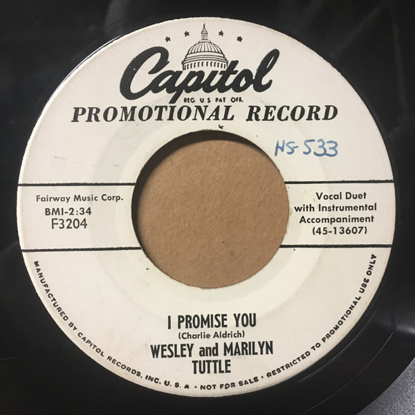Wesley And Marilyn Tuttle - I Promise You (7", Promo)