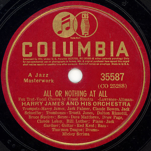 Harry James And His Orchestra - All Or Nothing At All / Flash (Shellac, 10")