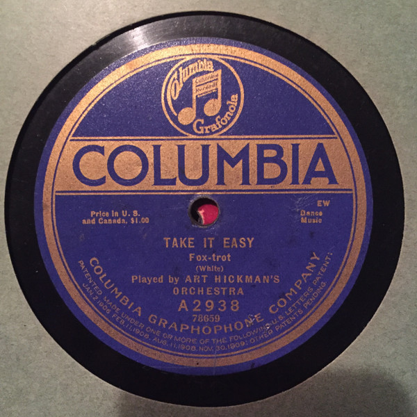 Art Hickman's Orchestra - Take It Easy / Come Back To Georgia (Shellac, 10")