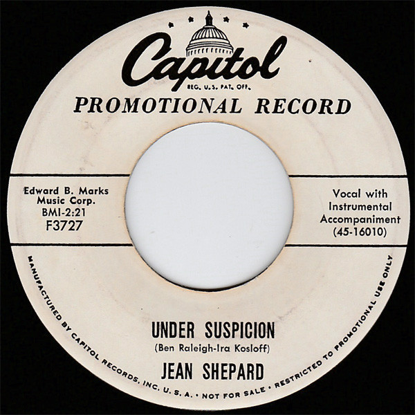Jean Shepard - Under Suspicion / The Other Woman (7", Single, Promo)