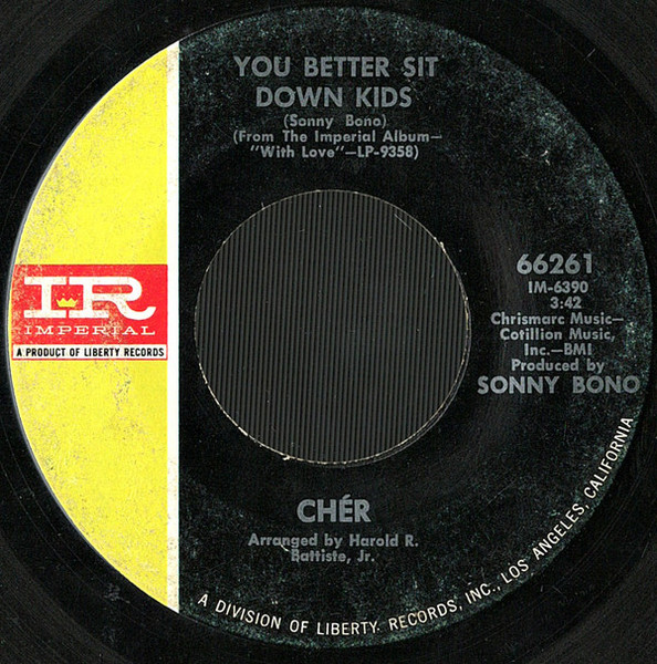 Cher - You Better Sit Down Kids / Elusive Butterfly (7", Single)