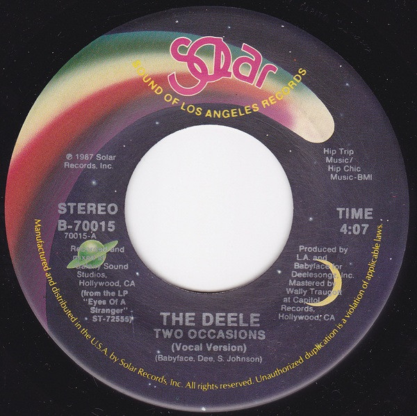 The Deele - Two Occasions (7", Single)