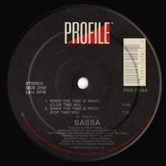 Sassa - When The Time Is Right (12", Single)