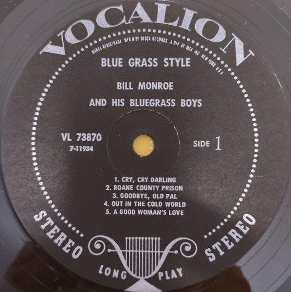 Bill Monroe & His Blue Grass Boys - Blue Grass Style (LP, Comp, Glo)