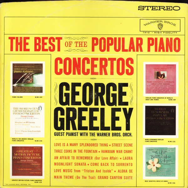 George Greeley With The Warner Brothers Orchestra - The Best Of The Popular Piano Concertos (LP, Album, Comp)_3948164941