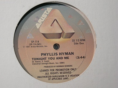 Phyllis Hyman - Tonight You And Me (12", Promo)