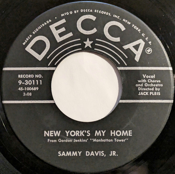 Sammy Davis Jr. - New York's My Home / Never Like This (7", Single)