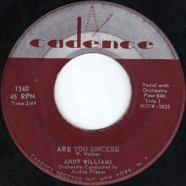 Andy Williams - Are You Sincere (7", Single, Ind)
